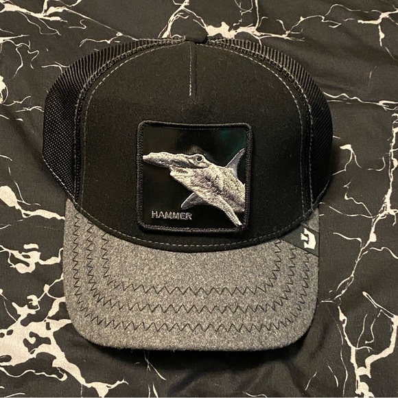 Goorin Bros 🦈 Hammer Shark Noir Capsule The Farm Trucker Cap Hat - Picture 2 of 10